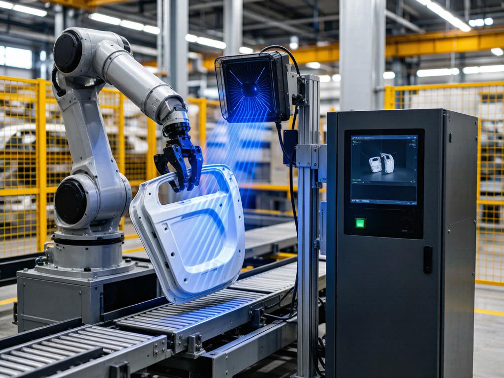 天津某汽车零部件3D激光振镜结构光引导下件方案